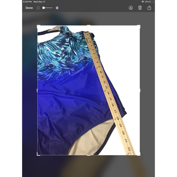 Swimsuits For All Women's Plus 30 Size Navy Blue High Neck One Piece - Picture 4 of 6